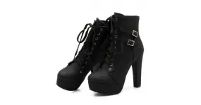 Black Punk Rock High Heels Boots