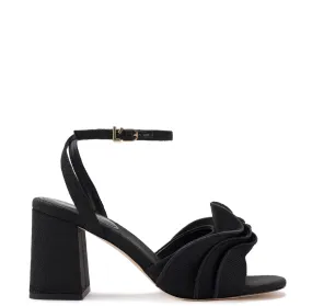 Black Raffia Selena Ruffle Sandal.