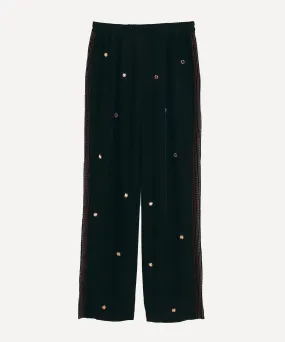 Black Rainbow Beaded Mirror Trim Trousers