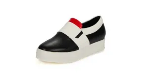 Black Red White Womens Sneakers Loafers Flats Hidden Wedges Platforms Sole