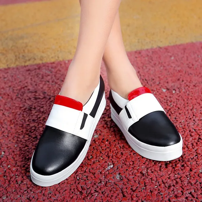 Black Red White Womens Sneakers Loafers Flats Hidden Wedges Platforms Sole