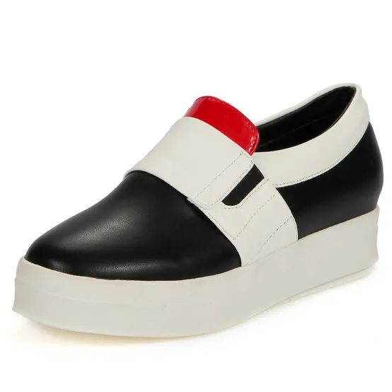 Black Red White Womens Sneakers Loafers Flats Hidden Wedges Platforms Sole