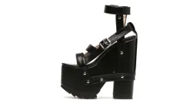 Black Gothic Punk Rock Creeper Platforms Wedges Straps Sandals