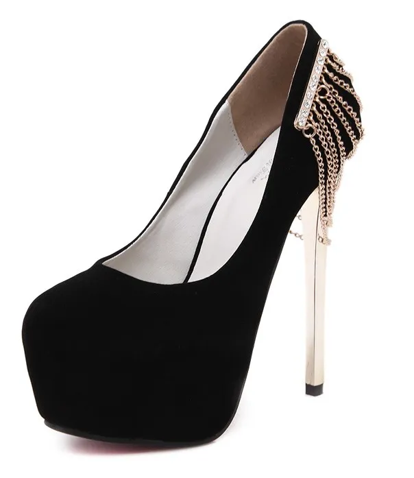 Black Suede Chain Stiletto Heels