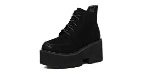 Black Suede Lace-Up Chunky Block Oxfords Platforms Dress Shoes