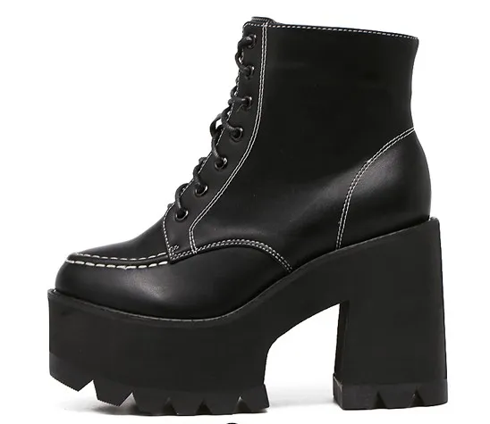 Black Chunky Sole Platforms Boots