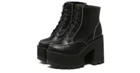 Black Chunky Sole Platforms Boots