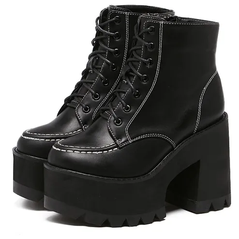 Black Chunky Sole Platforms Boots