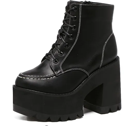 Black Chunky Sole Platforms Boots