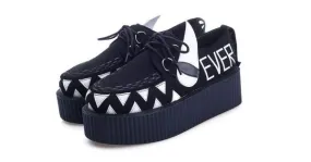 Black Teeth Spikes Punk Rock Lace Up Platforms