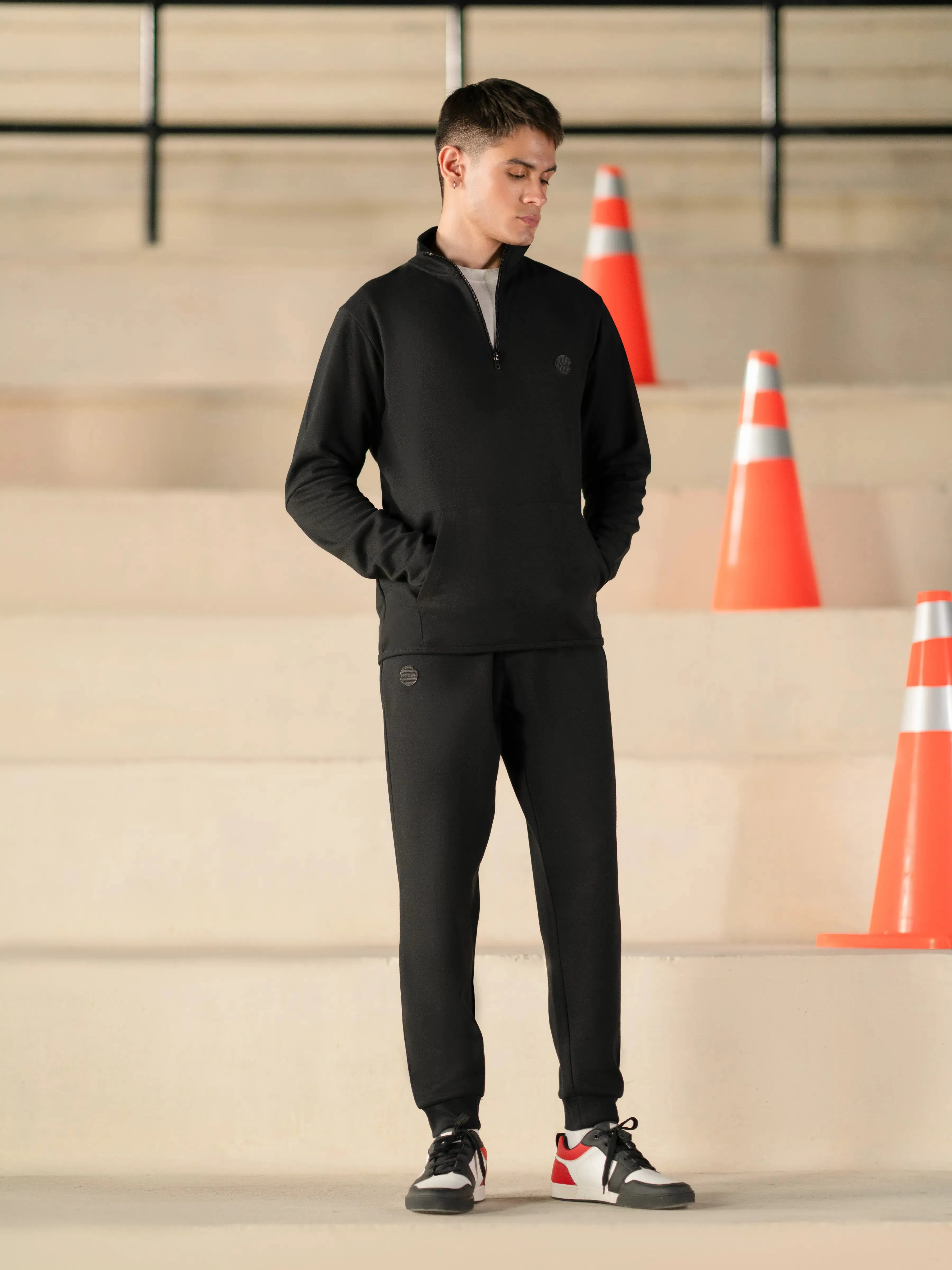 Black Zipper Sweatshirt | Tracksuit - FMTTKS24-013