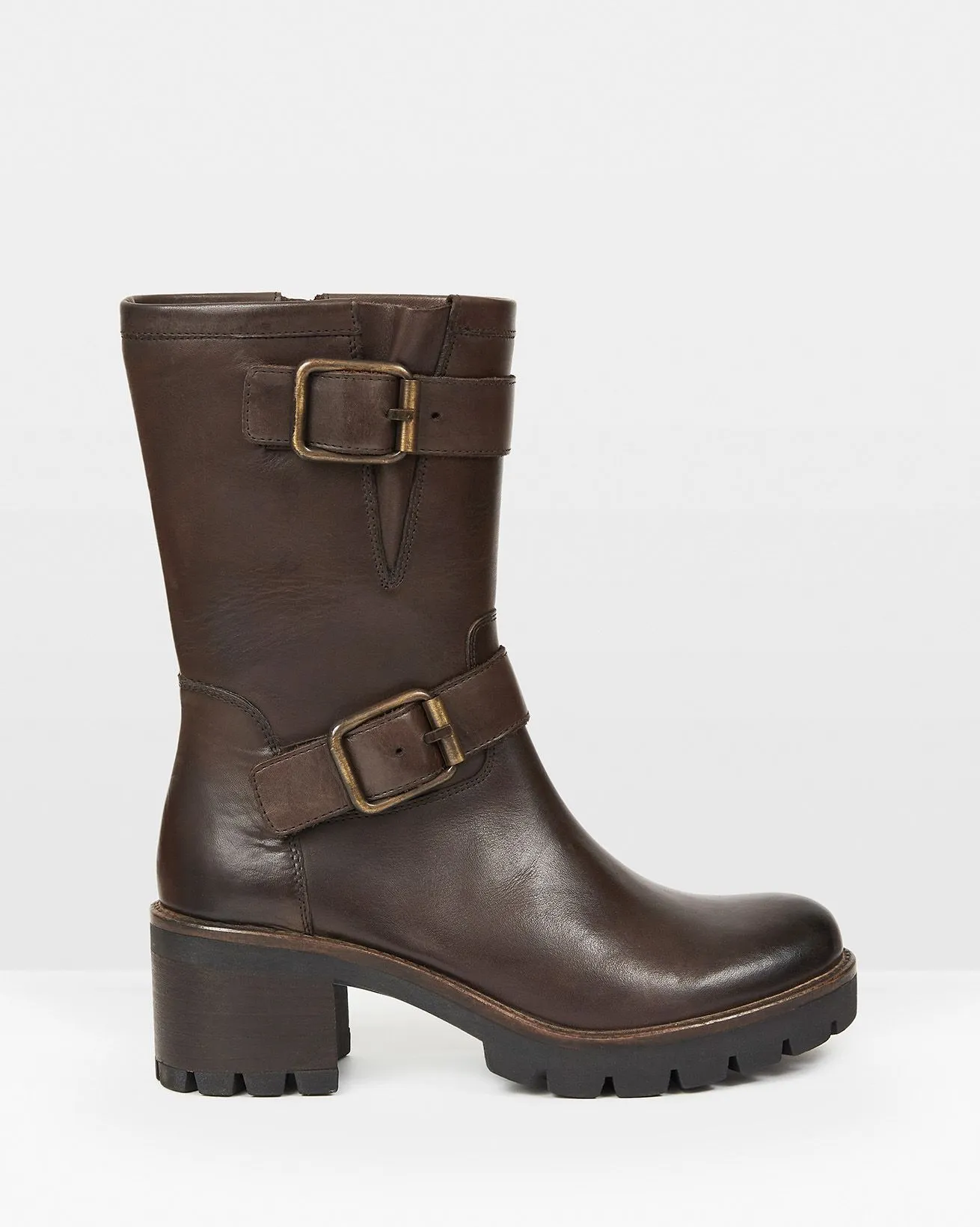 Block Heel Biker Boots