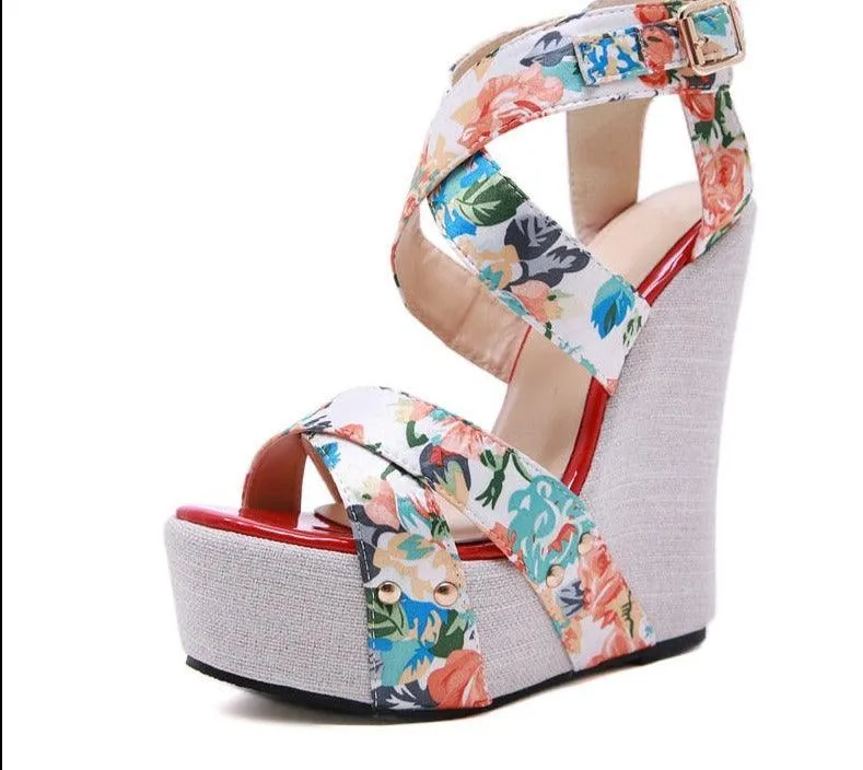 Block Heel Wedge Sandal Shoes