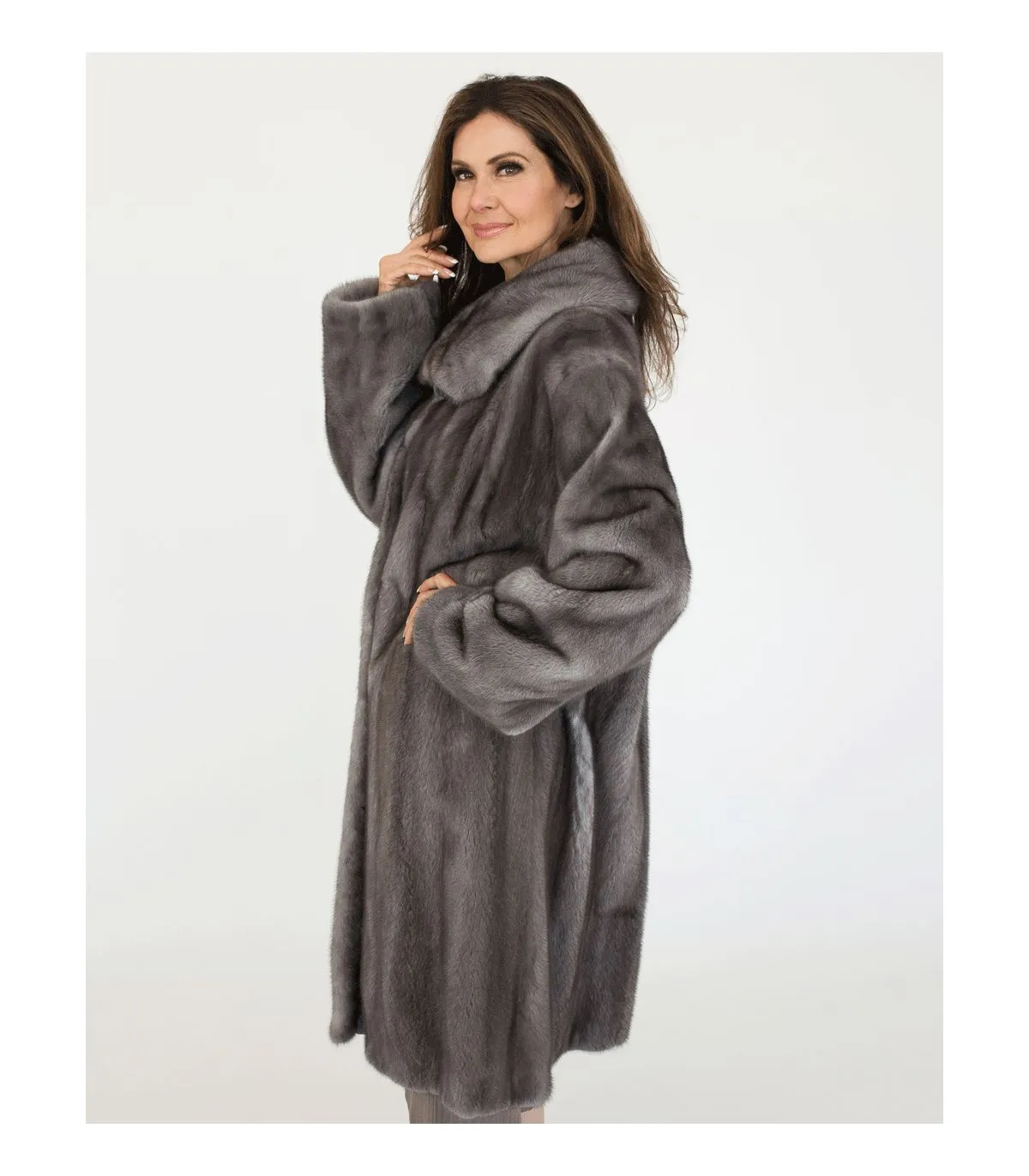 Blue Iris Mink Fur Coat