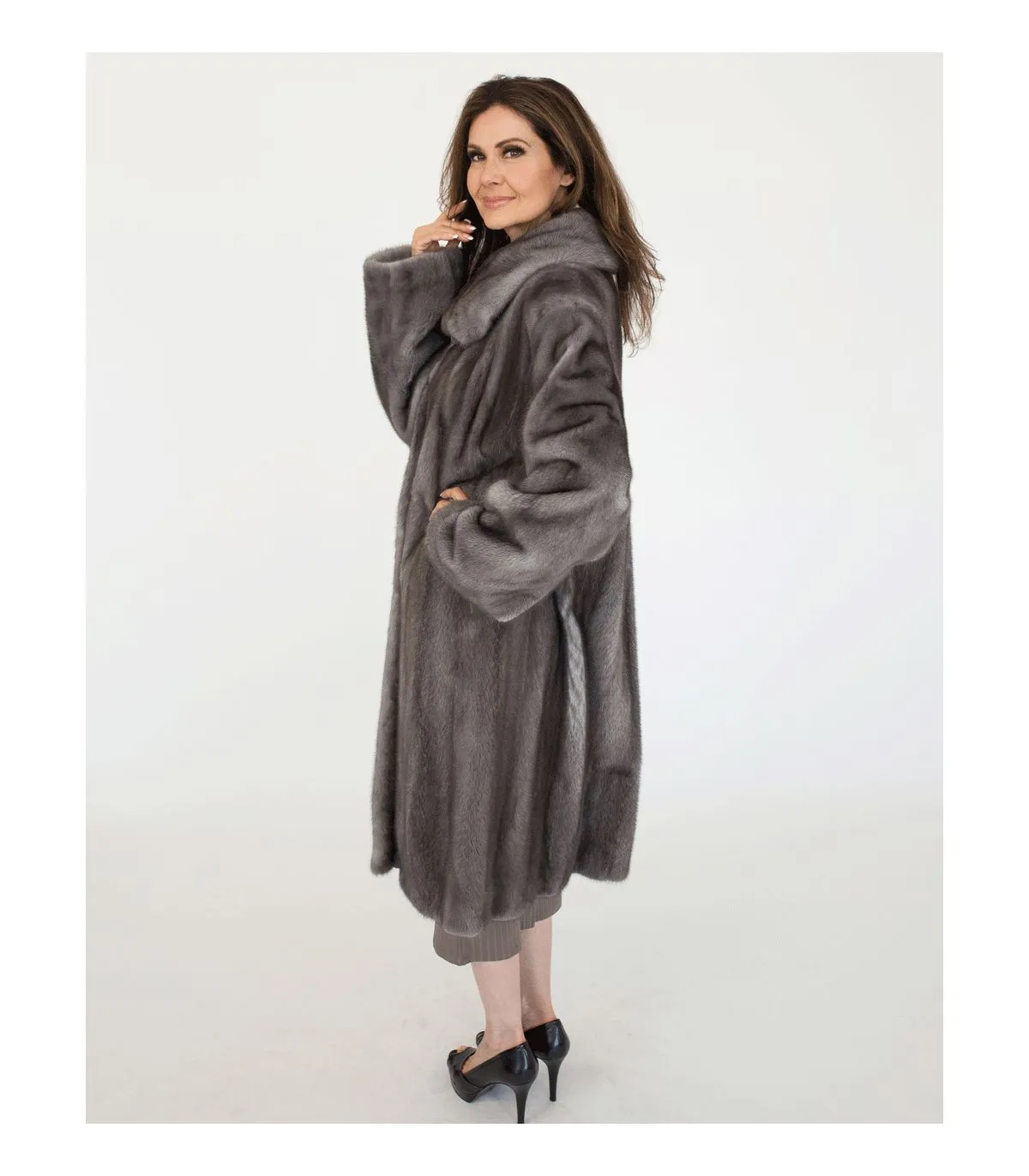 Blue Iris Mink Fur Coat