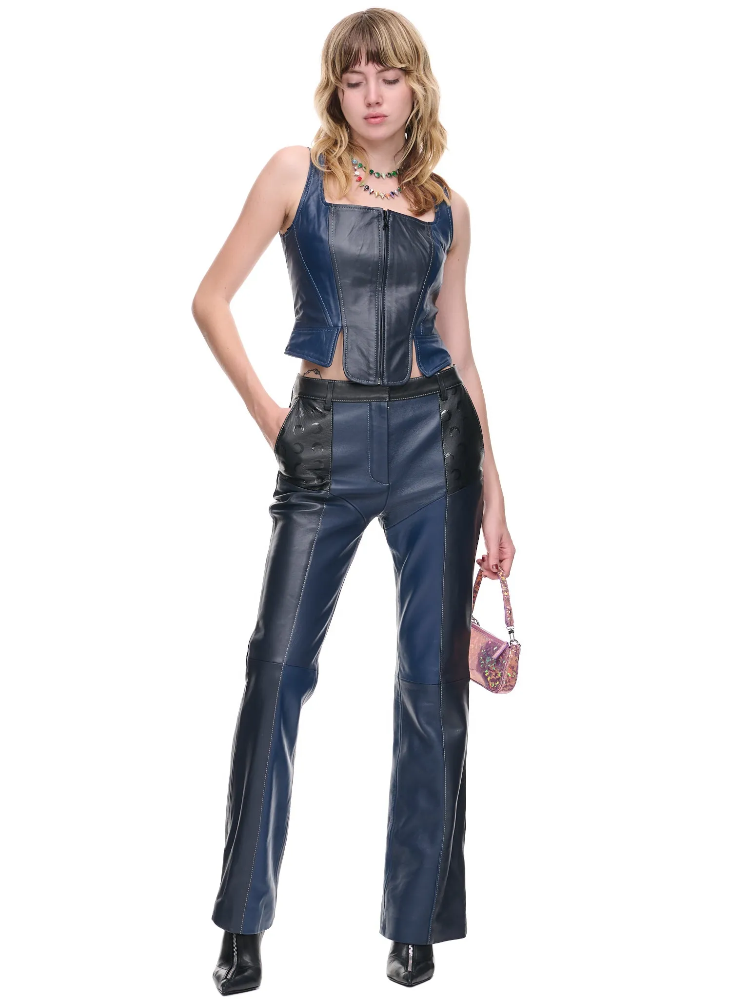 Blue Leather Trousers (P142WU-LEALE0008-BLUE)