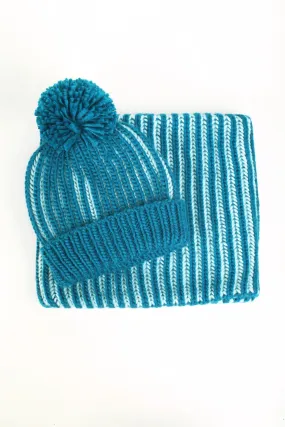 Blue Snood And Hat Boxed Gift Set