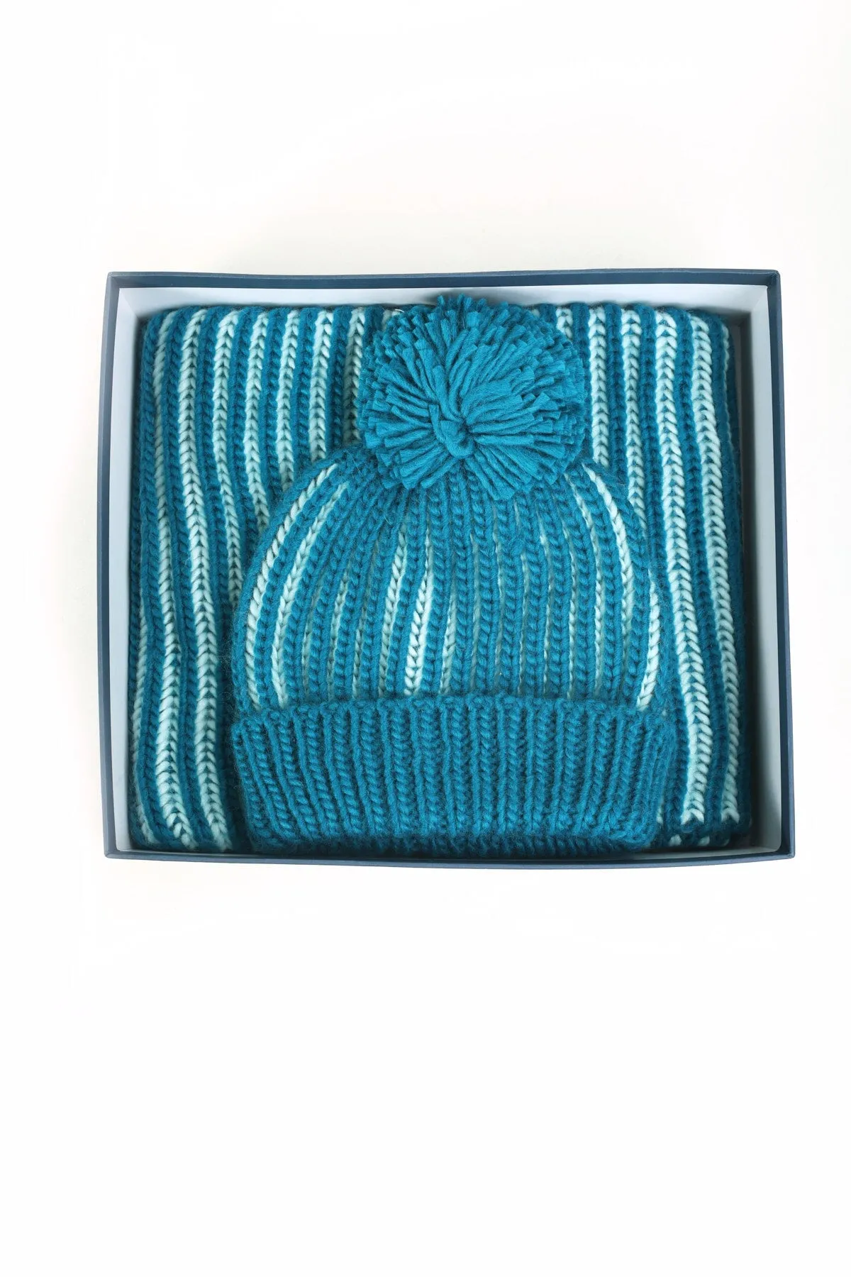 Blue Snood And Hat Boxed Gift Set