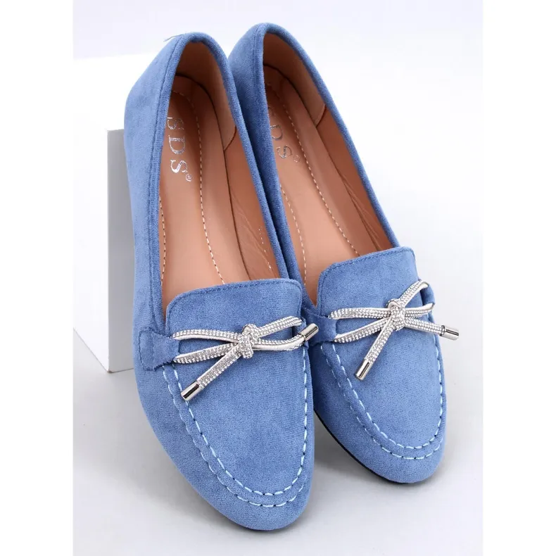 Blue suede moccasins for men.