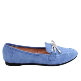 Blue suede moccasins for men.