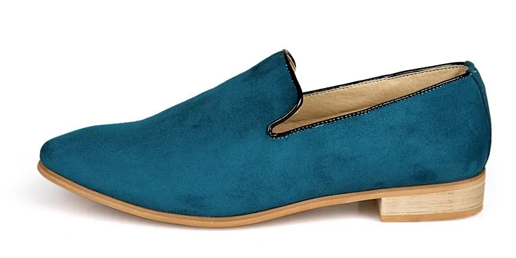 Men's Blue Teal Suede Oxfords