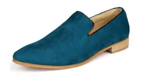 Men's Blue Teal Suede Oxfords