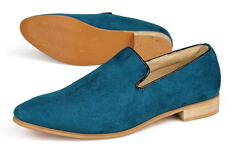 Men's Blue Teal Suede Oxfords