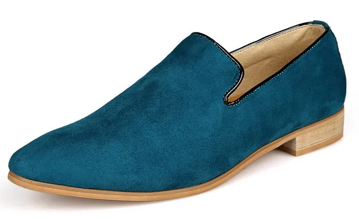 Men's Blue Teal Suede Oxfords