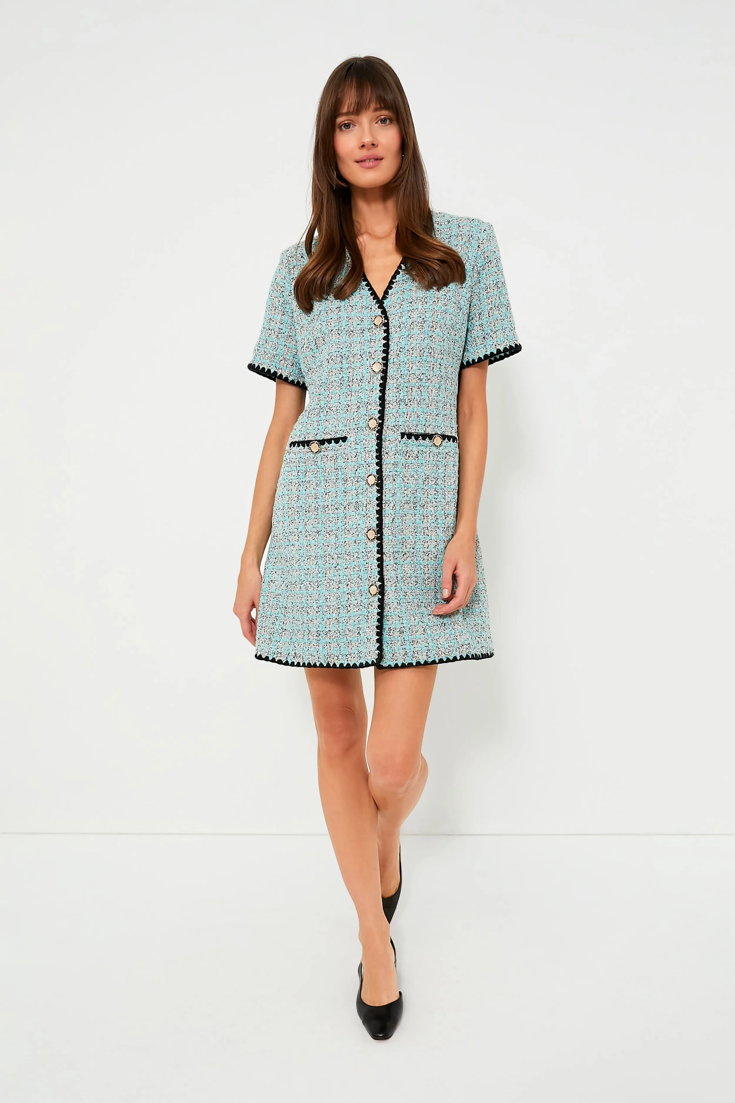 Blue Tweed Josephine Dress