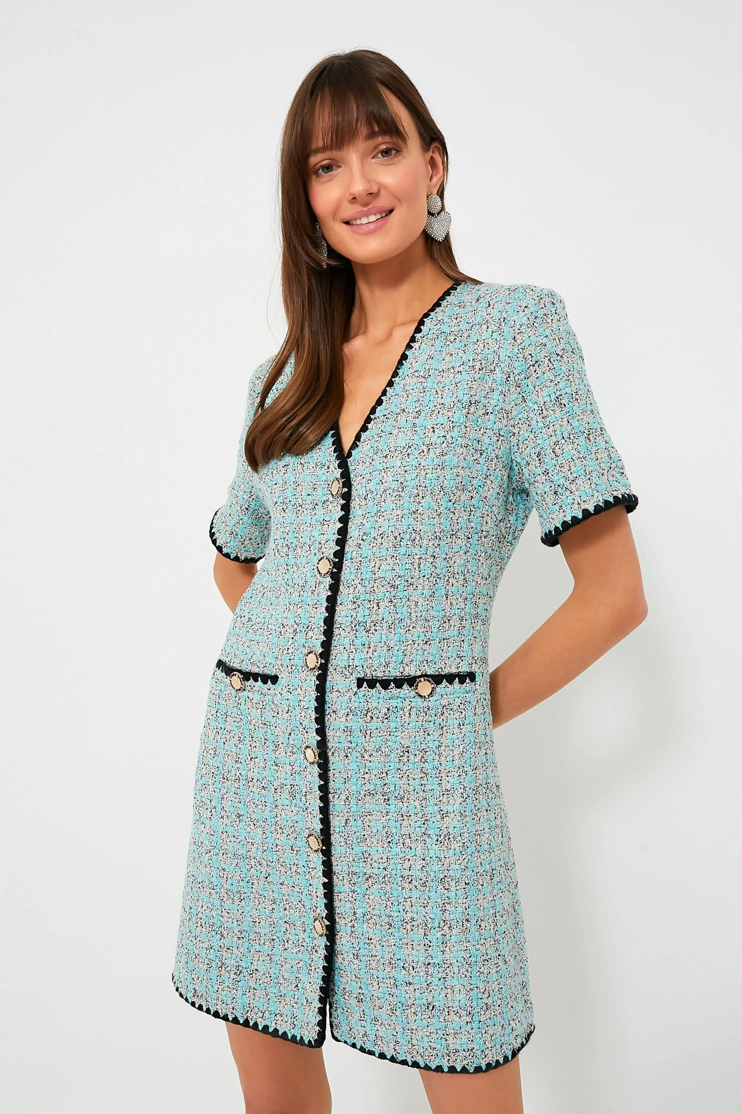 Blue Tweed Josephine Dress