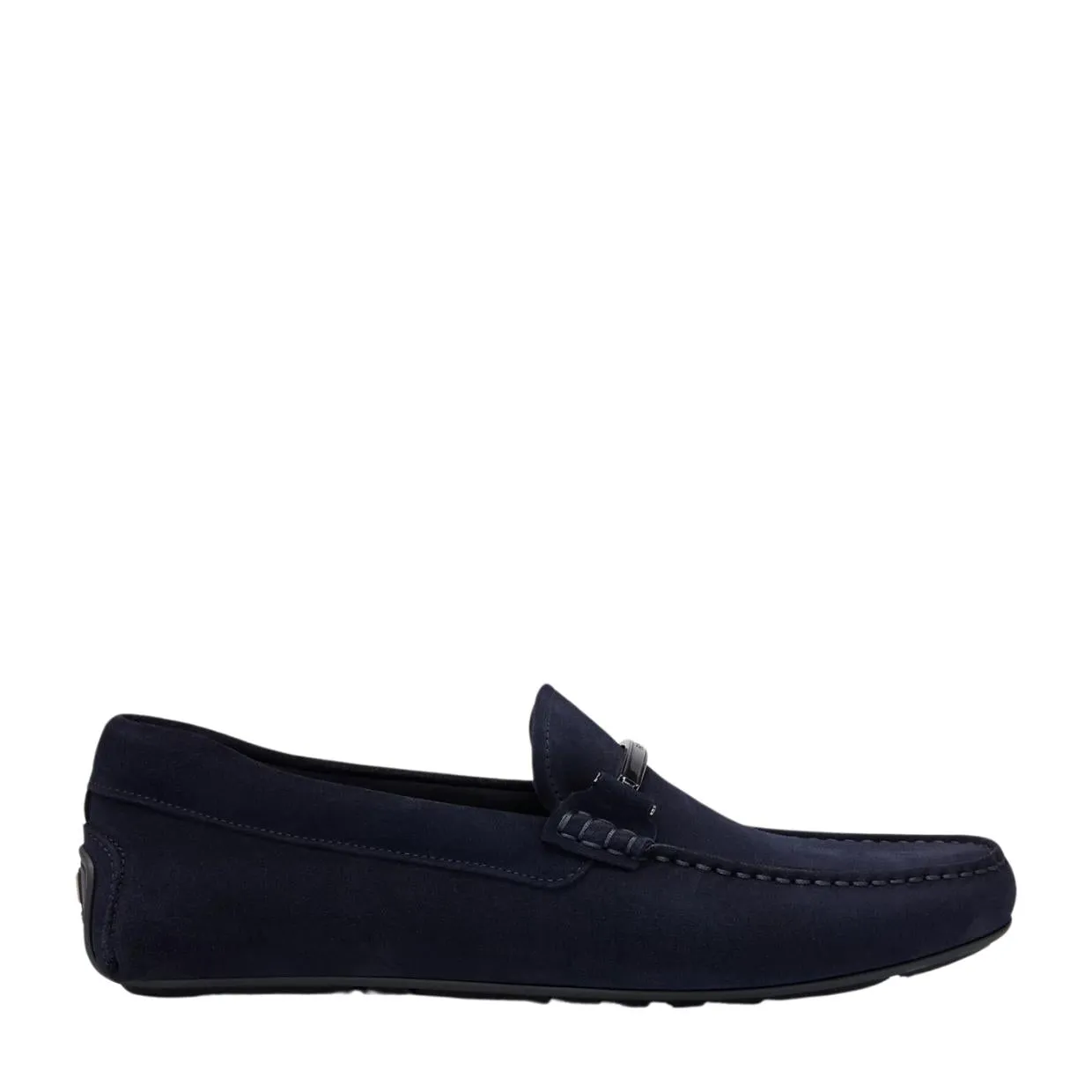 BOSS Hardware Logo Navy Noel Suede Moccasins