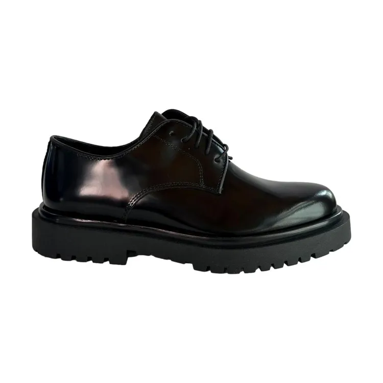 Botticelli 09 Black Leather Derby Shoes - Hornet Stringate Oversize