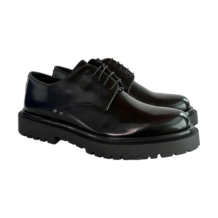 Botticelli 09 Black Leather Derby Shoes - Hornet Stringate Oversize