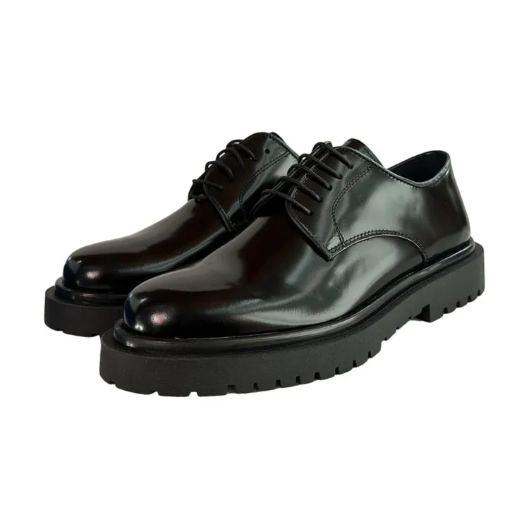 Botticelli 09 Black Leather Derby Shoes - Hornet Stringate Oversize