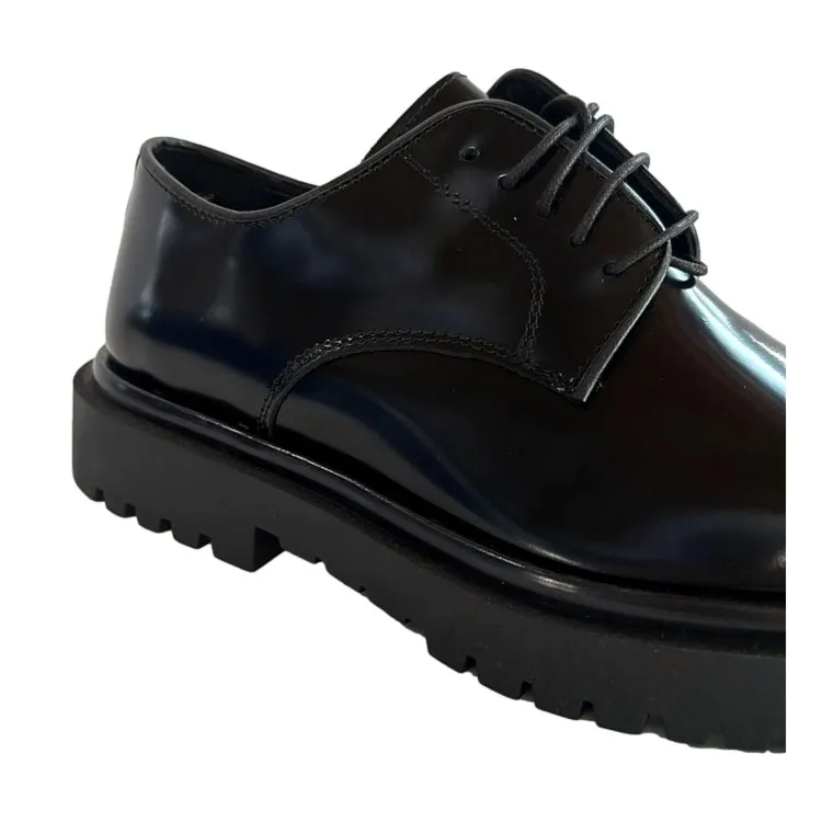 Botticelli 09 Black Leather Derby Shoes - Hornet Stringate Oversize