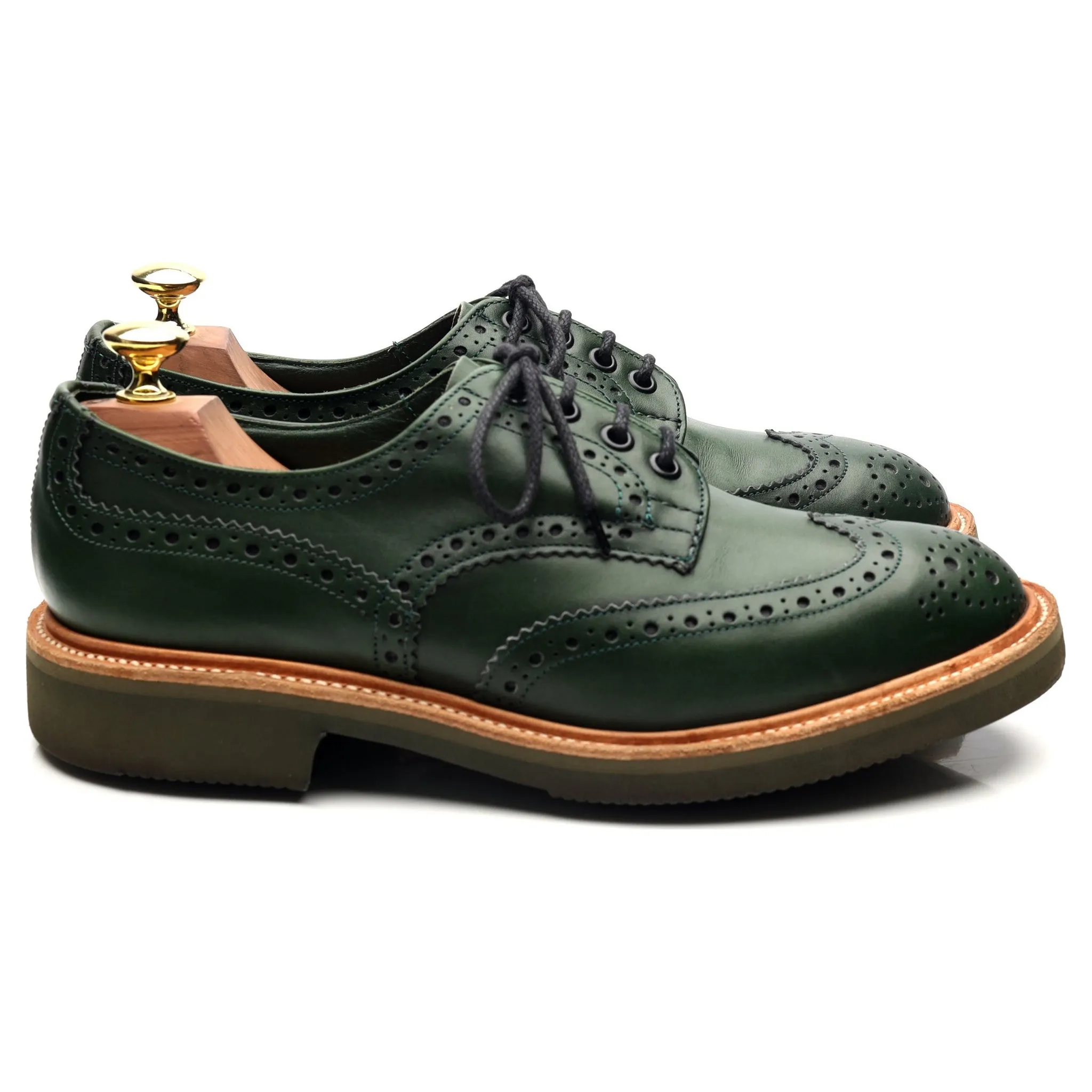 'Bourton' Green Leather Derby Brogues UK 7