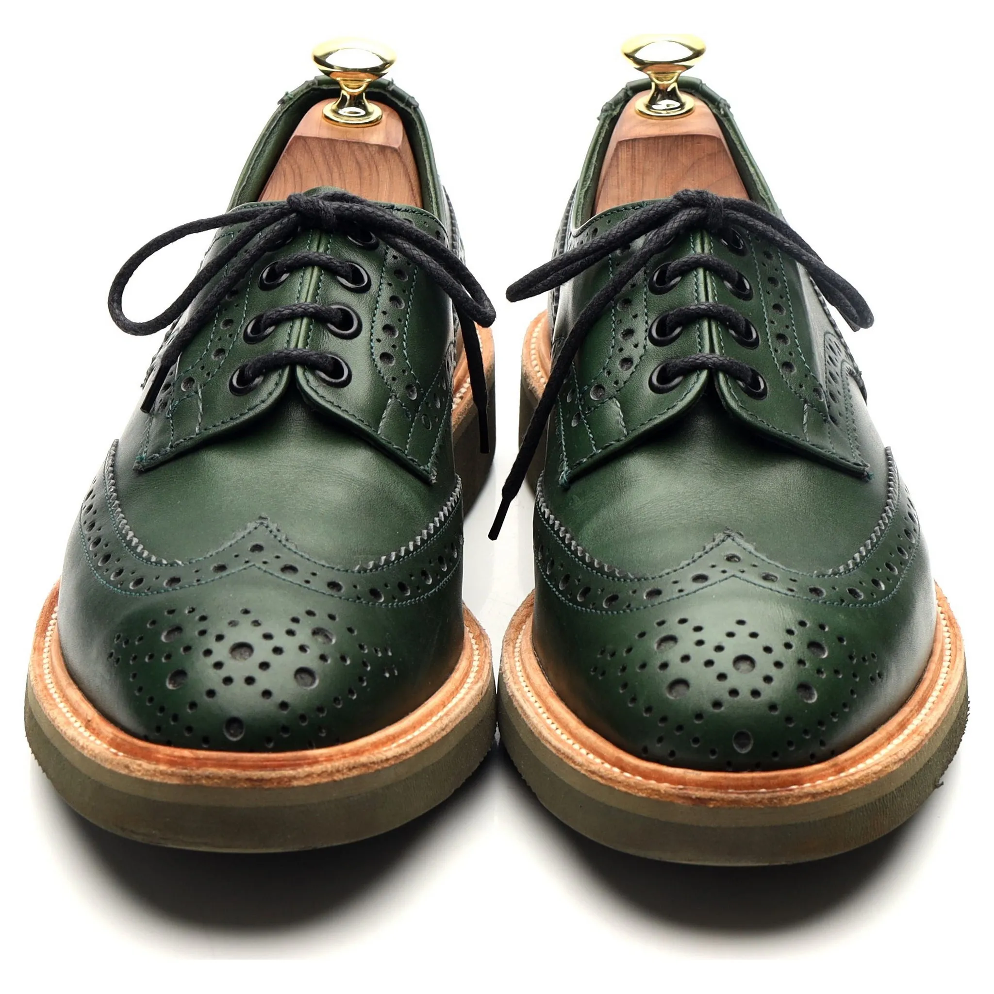 'Bourton' Green Leather Derby Brogues UK 7