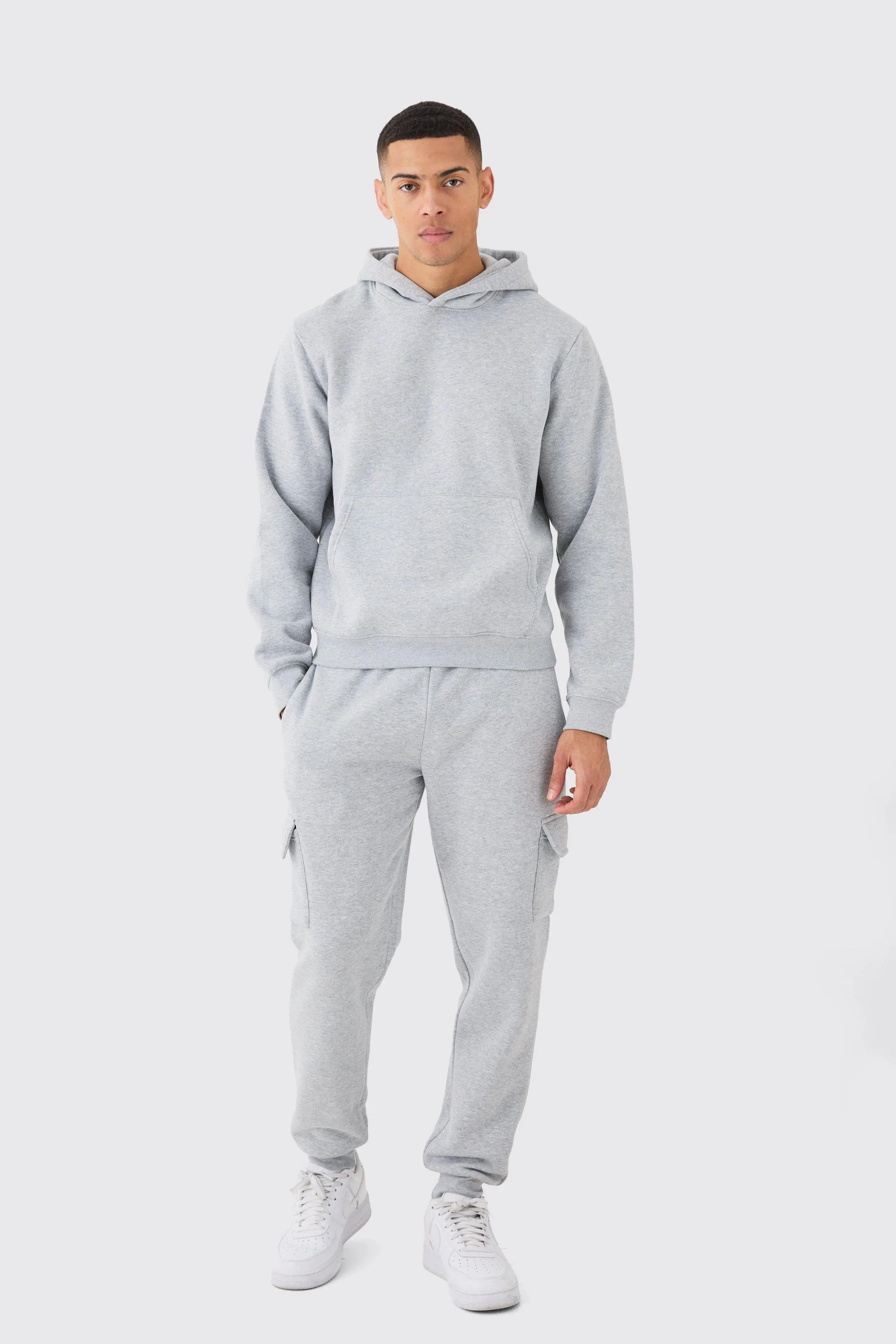 Boxy Hooded Cargo Tracksuit | boohooMAN UK