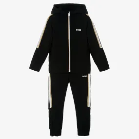 Boys Black Signature Striped Tracksuit