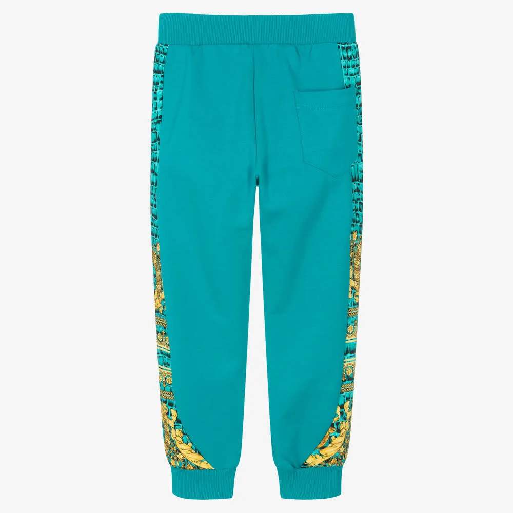 Boys Blue & Gold Barocco Crocodile Joggers