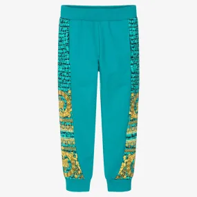 Boys Blue & Gold Barocco Crocodile Joggers