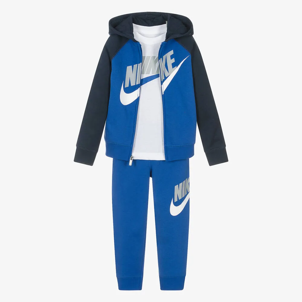 Boys Blue & White Cotton Tracksuit