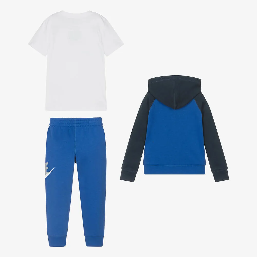 Boys Blue & White Cotton Tracksuit