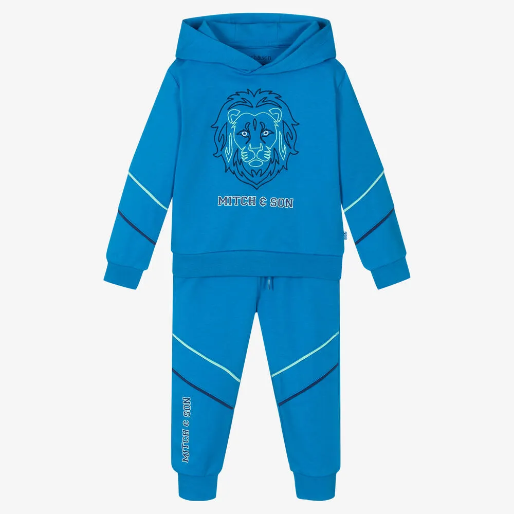 Boys Blue Cotton Jersey Tracksuit