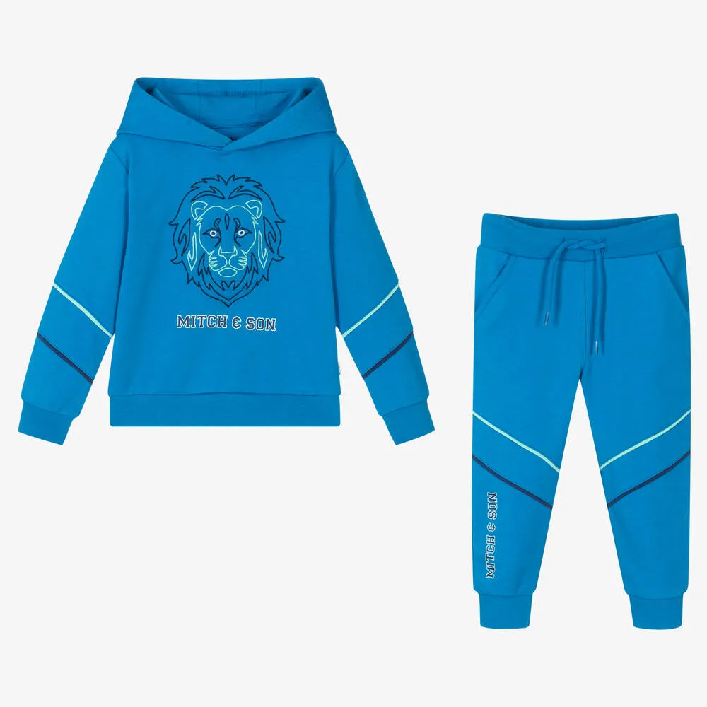 Boys Blue Cotton Jersey Tracksuit