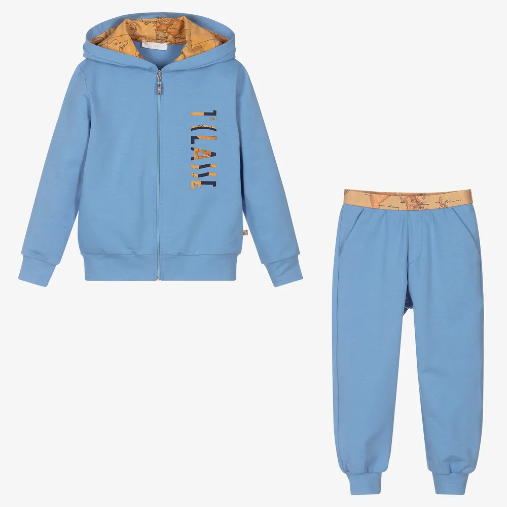 Boys Blue Geo Map Tracksuit