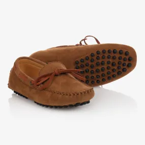 Boys' Faux Suede Moccasins in Brown