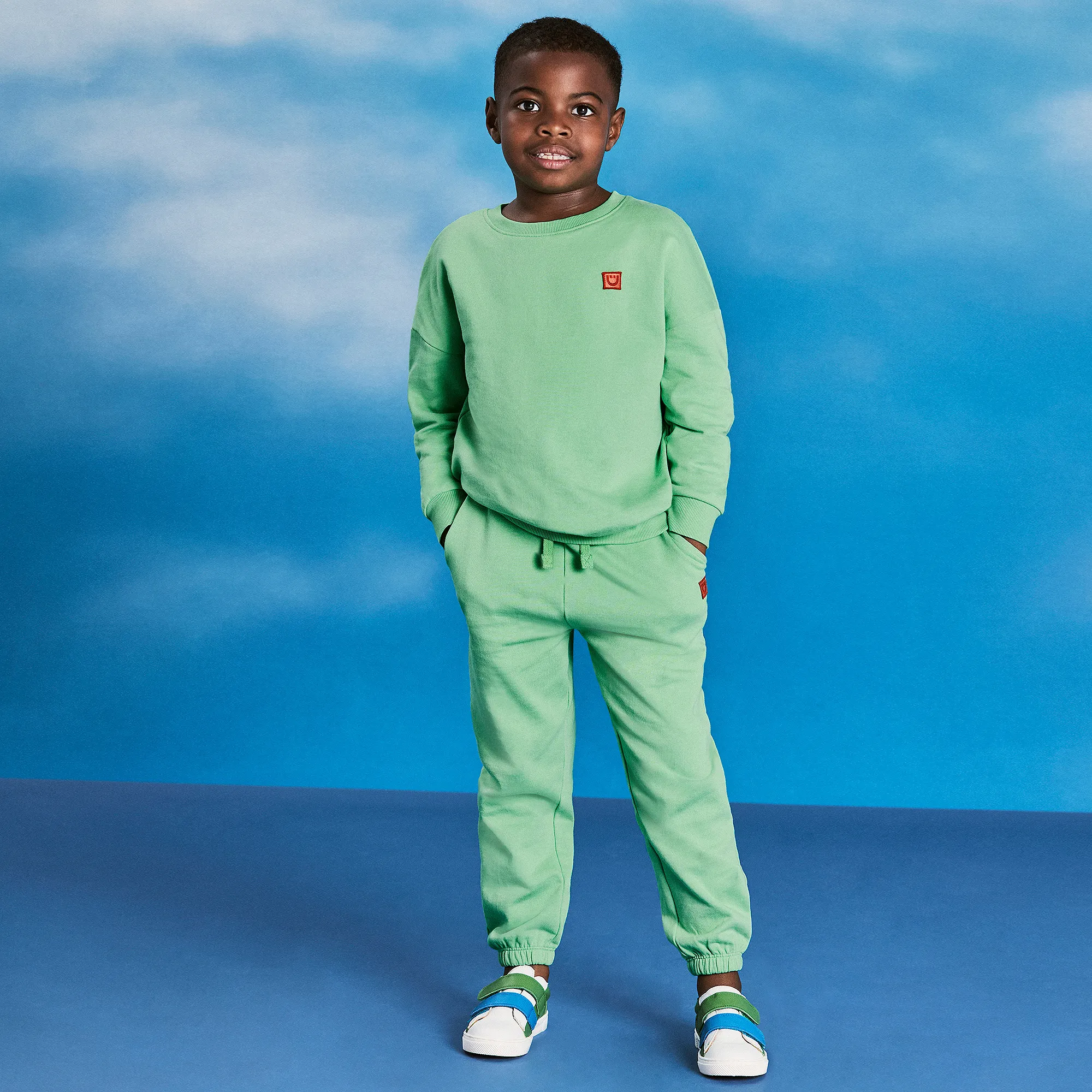 Green Cotton Boys Tracksuit