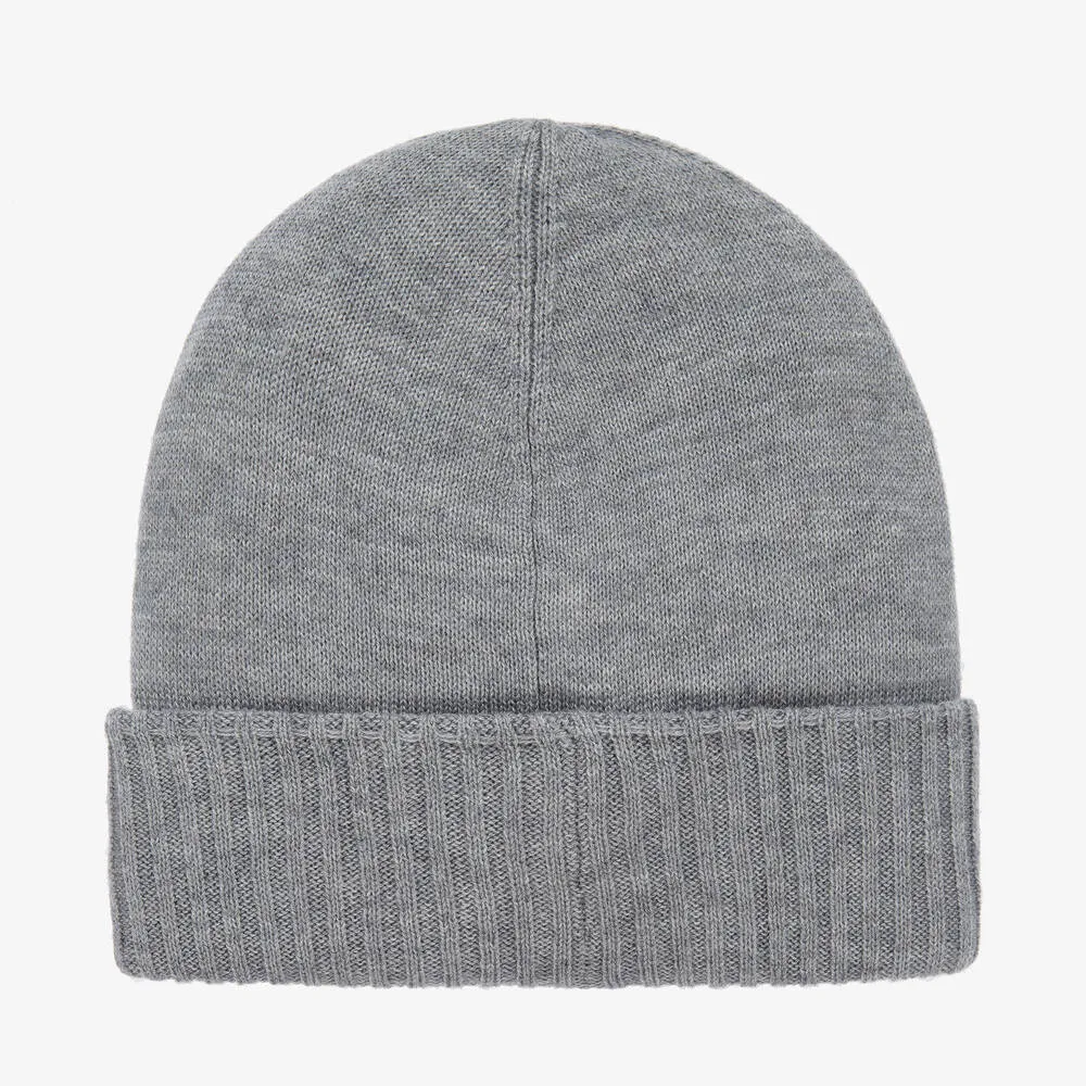 Boys Grey Knitted Beanie Hat