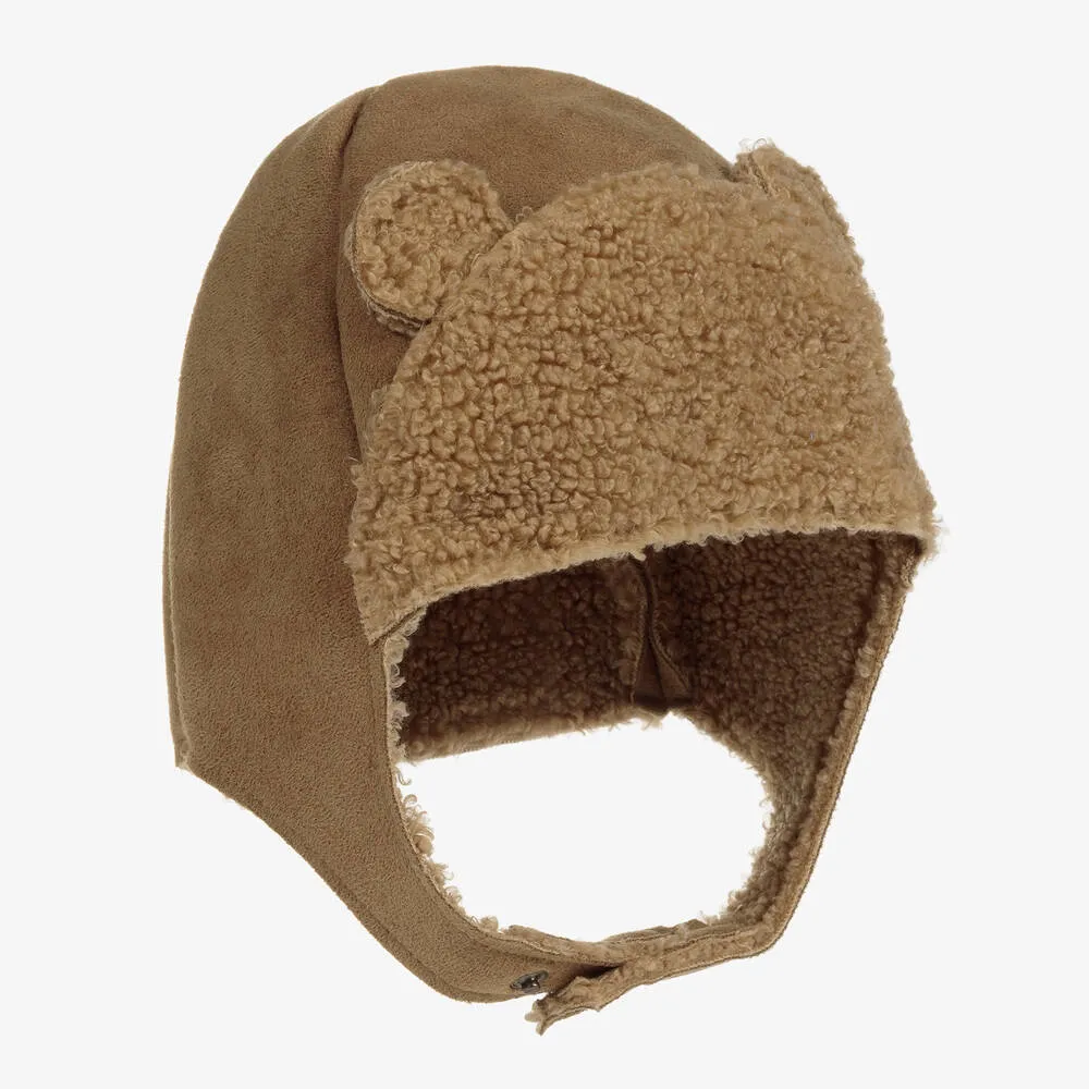 Boys Tan Brown Teddy Hat